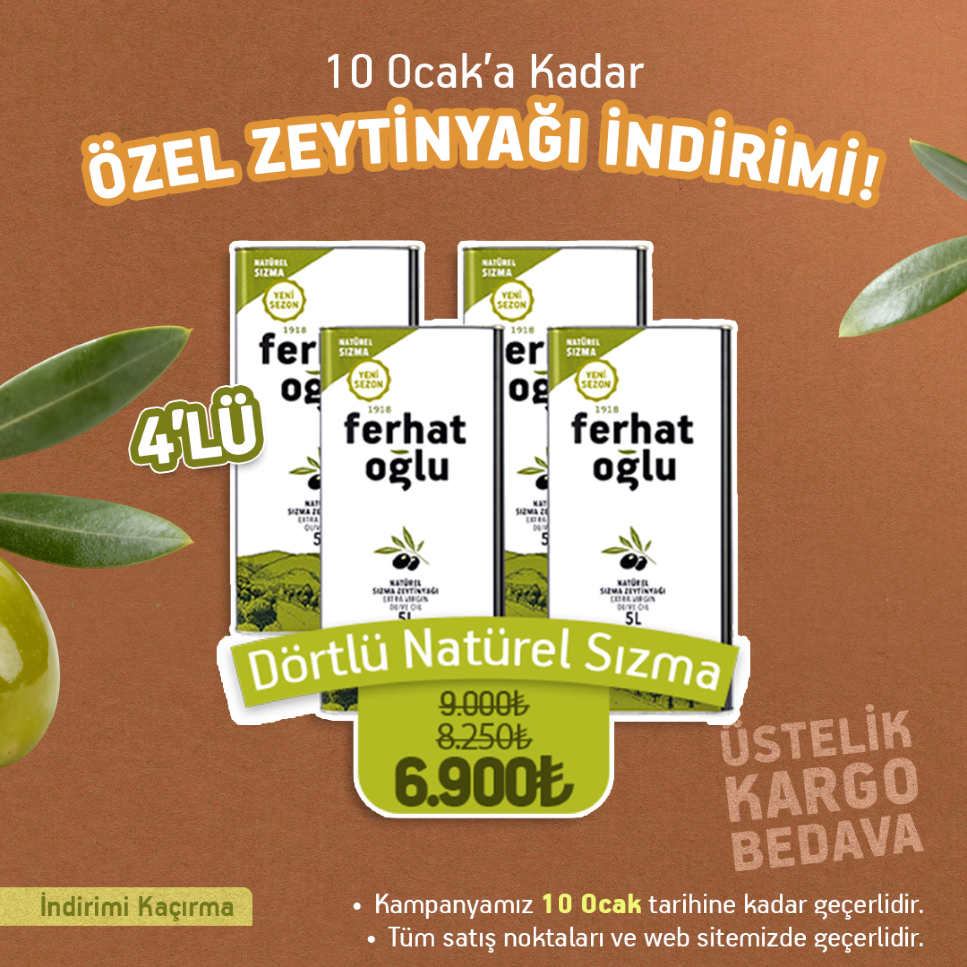 2025-2026 SEZONU YENİ MAHSÜL NATÜREL SIZMA ZEYTİNYAĞI 5 L - 4'LÜ PAKET
