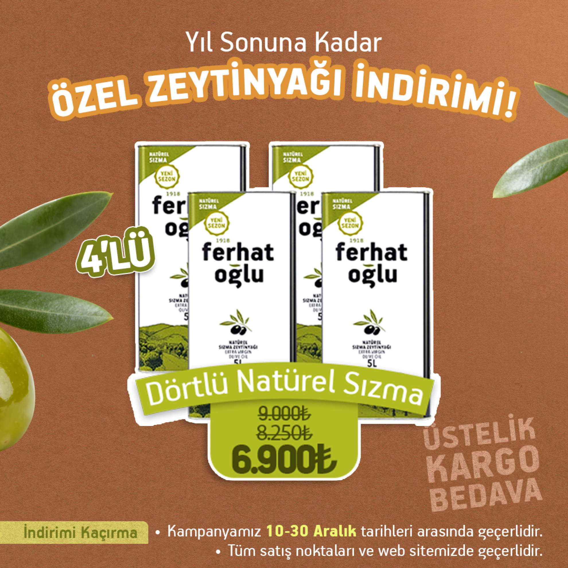 2025-2026 SEZONU YENİ MAHSÜL NATÜREL SIZMA ZEYTİNYAĞI 5 L - 4'LÜ PAKET