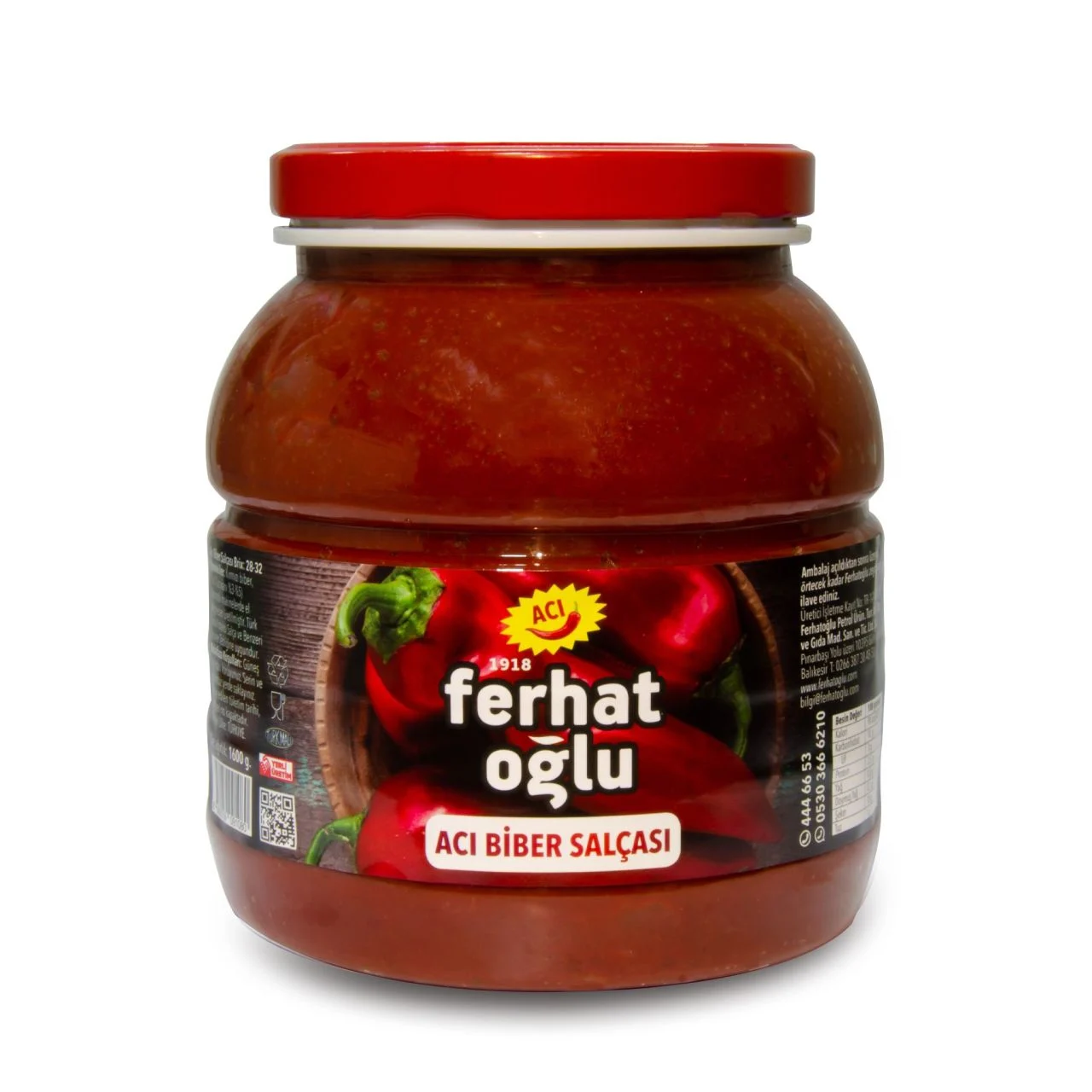 FERHATOĞLU ACI BİBER SALÇASI 1600 g.