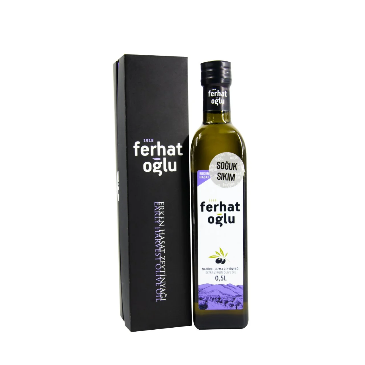 2023-2024 MAHSÜLÜ NATÜREL SIZMA ERKEN HASAT(SOĞUK SIKIM) ZEYTİNYAĞI 500 ml.-HEDİYE KUTULU